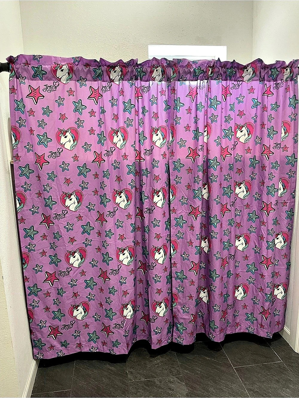 JoJo Siwa Kids Window Drapes Pink & Purple Polyester Curtains